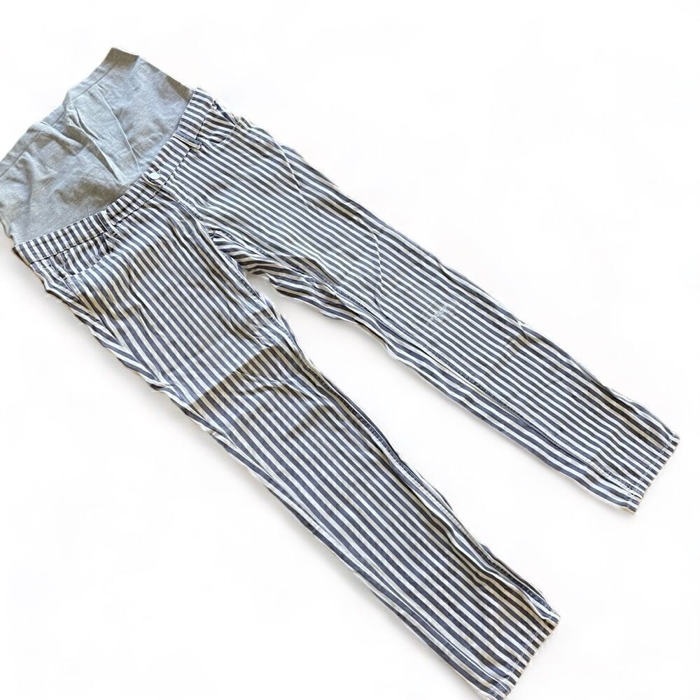 Mamalicious Striped Maternity Denim Pants Size M with Pockets